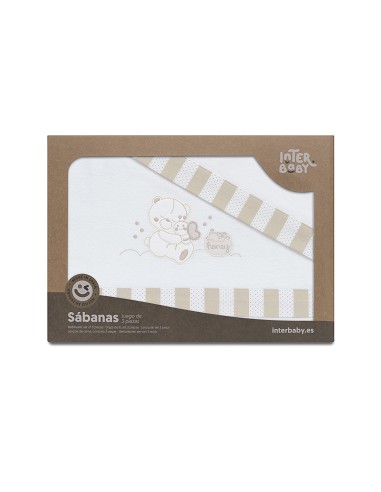 Triptico Cuna Franela Mod Honey Bear Bco/Beig