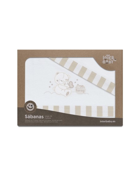Triptico Cuna Franela Mod Honey Bear Bco/Beig