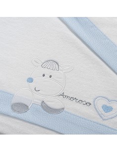 Triptico Cuna Franela Mod Corazon Amoroso Bco/Azul 2