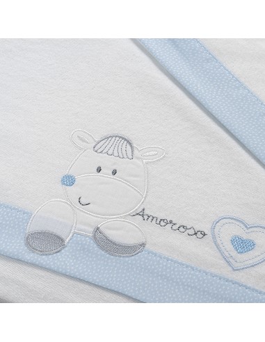 Triptico Cuna Franela Mod Corazon Amoroso Bco/Azul