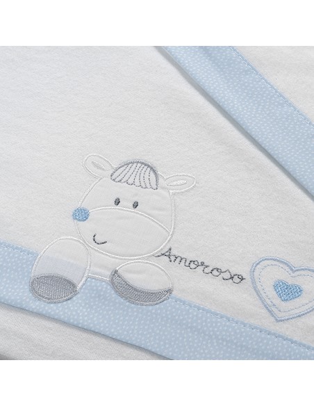 Triptico Cuna Franela Mod Corazon Amoroso Bco/Azul