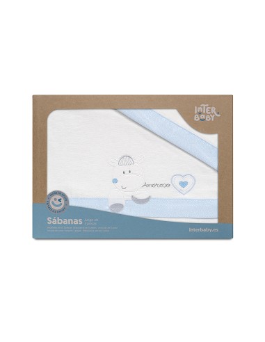 Triptico Cuna Franela Mod Corazon Amoroso Bco/Azul