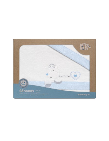 Triptico Cuna Franela Mod Corazon Amoroso Bco/Azul