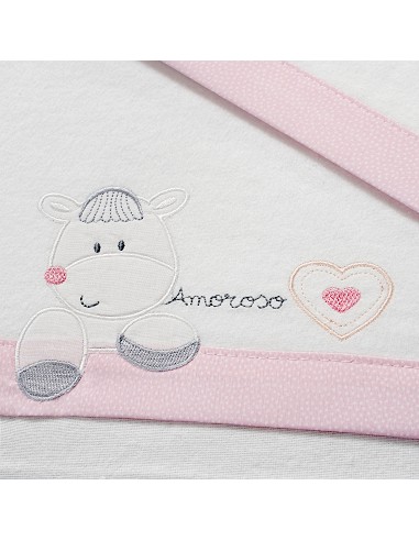Triptico Cuna Franela Mod Corazon Amoroso Bco/Rosa