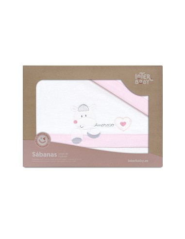 Triptico Cuna Franela Mod Corazon Amoroso Bco/Rosa