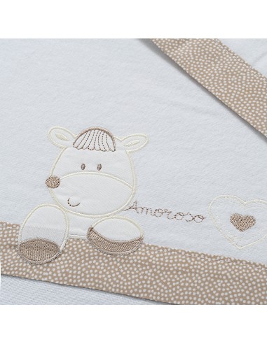 Triptico Cuna Franela Mod Corazon Amoroso Bco/Beig