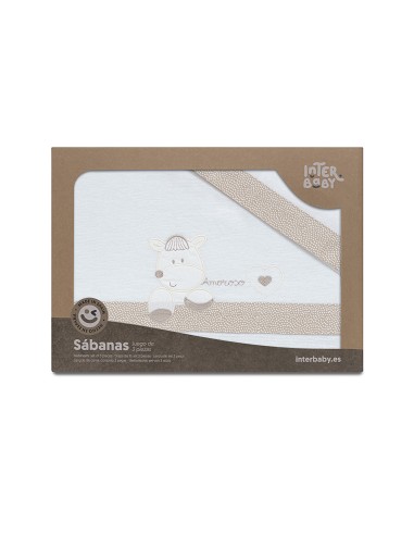 Triptico Cuna Franela Mod Corazon Amoroso Bco/Beig