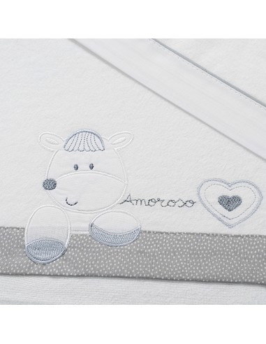 Triptico Cuna Franela Mod Corazon Amoroso Bco/Gris