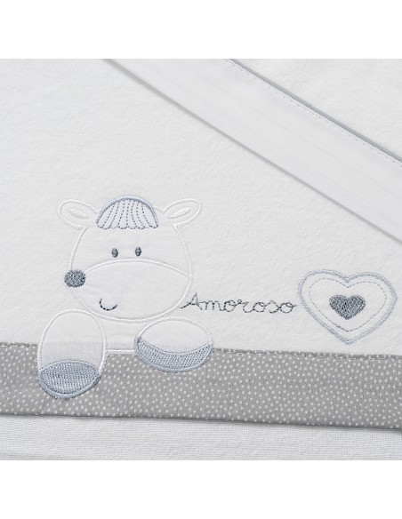 Triptico Cuna Franela Mod Corazon Amoroso Bco/Gris