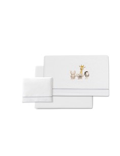 Triptico Cuna Franela Mod Acuarela Bco/Gris