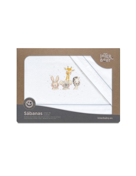 Triptico Cuna Franela Mod Acuarela Bco/Gris