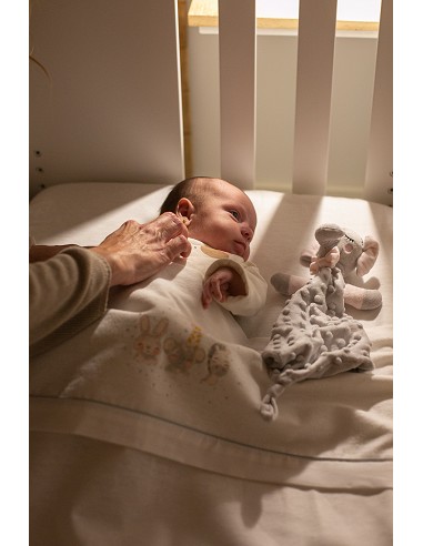 Triptico Cuna Franela Mod Acuarela Bco/Gris