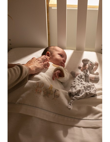 Triptico Cuna Franela Mod Acuarela Bco/Gris