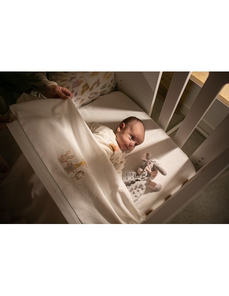 Triptico Cuna Franela Mod Acuarela Bco/Gris