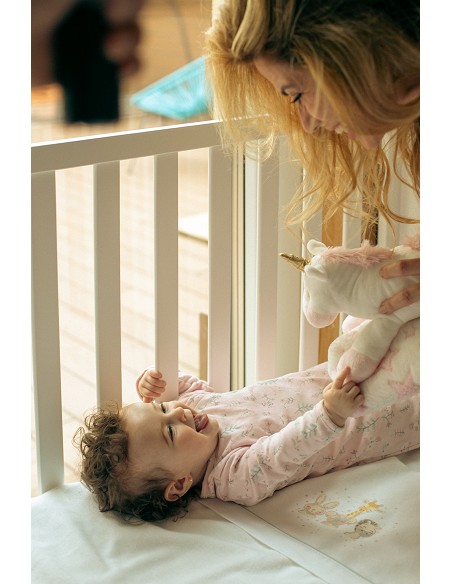 Triptico Cuna Franela Mod Acuarela Bco/Gris