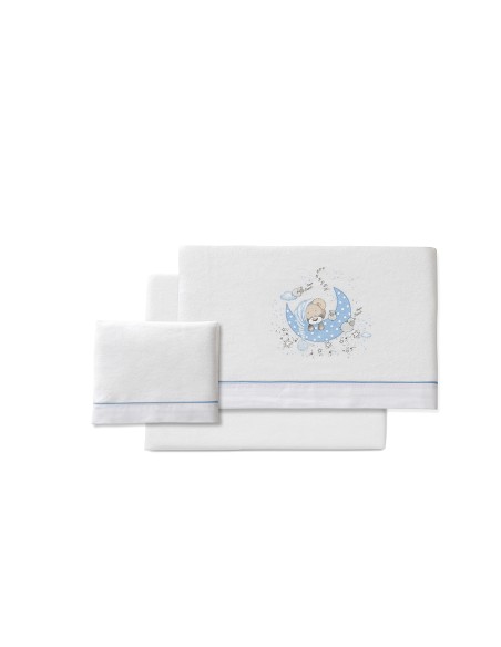 Triptico Cuna Franela Mod New Sleeping Bco/Azul