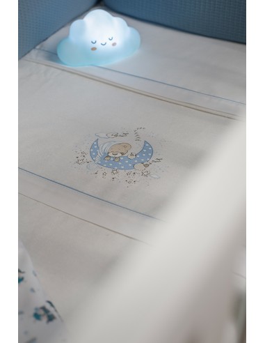 Triptico Cuna Franela Mod New Sleeping Bco/Azul