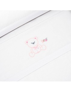 Triptico Cuna Franela Modelo Oso Lazo Bco/Rosa 2