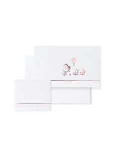 Triptico Cuna Franela Modelo Jirafa Bicicleta Bco/Maquillaje