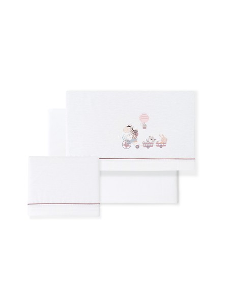 Triptico Cuna Franela Modelo Jirafa Bicicleta Bco/Maquillaje