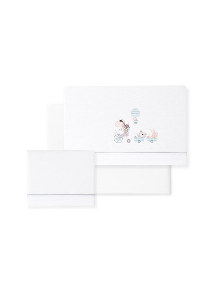 Triptico Cuna Franela Modelo Jirafa Bicicleta Bco/Verde