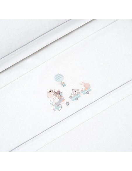 Triptico Cuna Franela Modelo Jirafa Bicicleta Bco/Verde