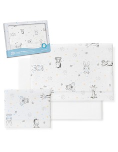Triptico Cuna Franela Modelo Koala Bco/Azul