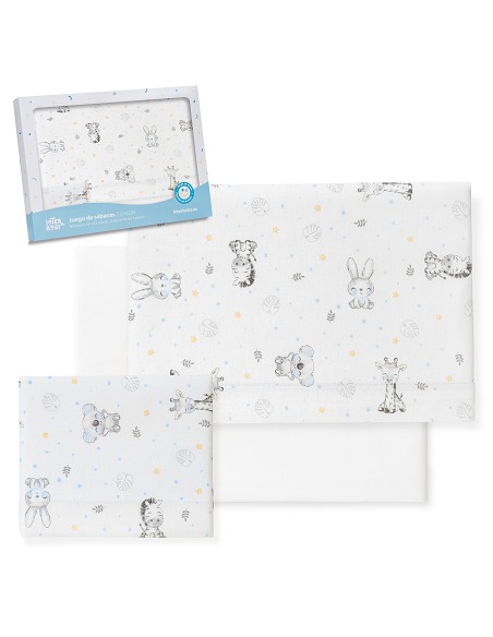 Triptico Cuna Franela Modelo Koala Bco/Azul