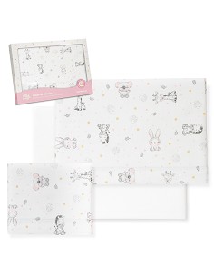 Triptico Cuna Franela Modelo Koala Bco/Rosa