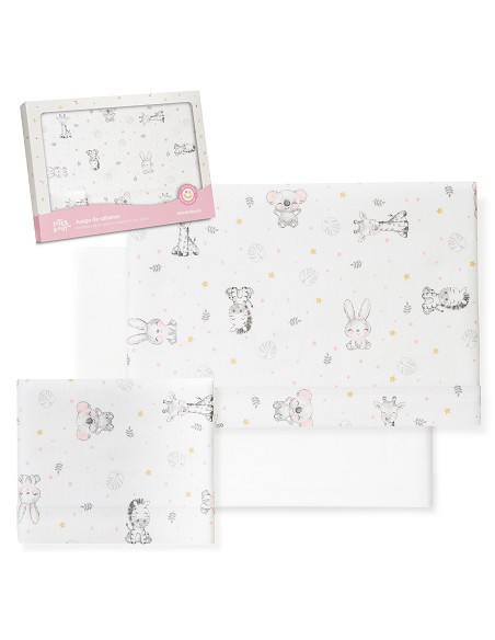 Triptico Cuna Franela Modelo Koala Bco/Rosa