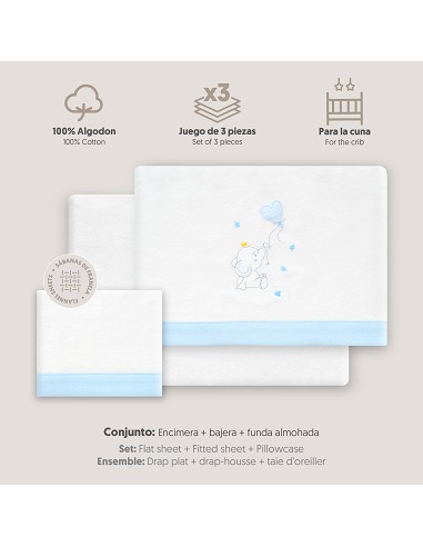 Triptico Cuna Franela Elefante Globo Corazon...