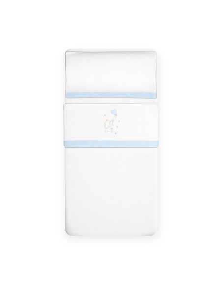 Triptico Cuna Franela Elefante Globo Corazon Bco/Azul