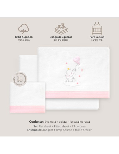 Triptico Cuna Franela Elefante Globo Corazon...