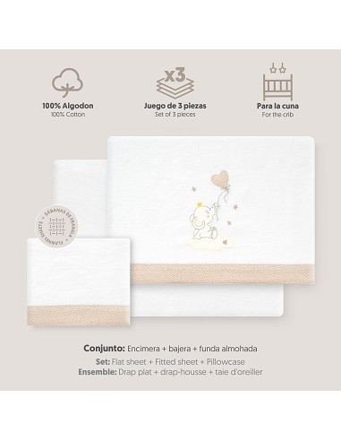 Triptico Cuna Franela Elefante Globo Corazon...