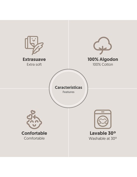 Triptico Cuna Franela Elefante Globo Corazon Bco/Beig