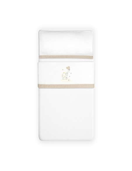 Triptico Cuna Franela Elefante Globo Corazon Bco/Beig