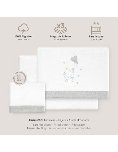 Triptico Cuna Franela Elefante Globo Corazon...