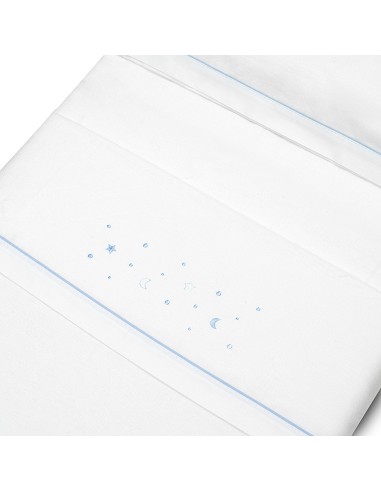 Triptico Cuna Franela Estrellas Luna Bco/Azul