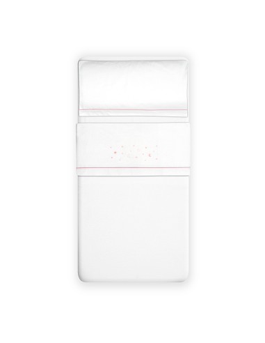 Triptico Cuna Franela Estrellas Luna Bco/Rosa