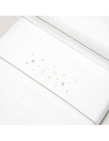 Triptico Cuna Franela Estrellas Luna Bco/Beig