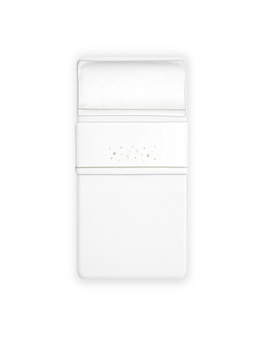 Triptico Cuna Franela Estrellas Luna Bco/Beig
