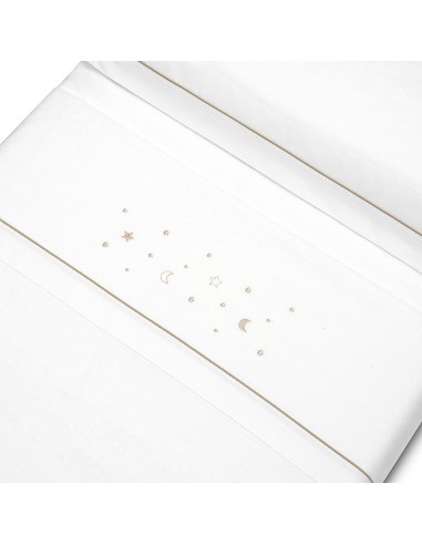 Triptico Cuna Franela Estrellas Luna Bco/Beig