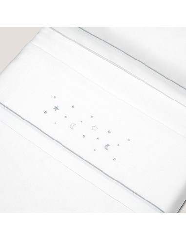 Triptico Cuna Franela Estrellas Luna Bco/Gris