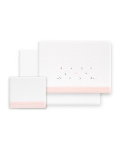 Triptico Cuna Franela Estrella Luna Multicolor Bco/Rosa