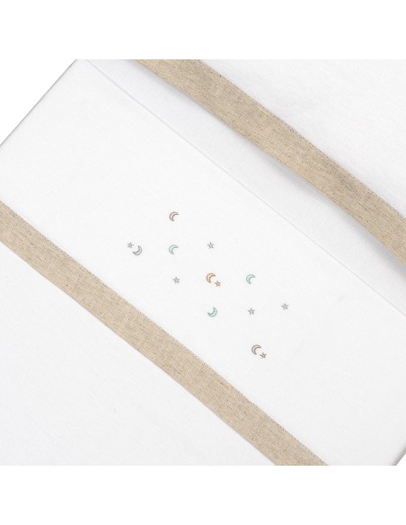 Triptico Cuna Franela Estrella Luna Multicolor Bco/Beig