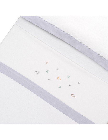 Triptico Cuna Franela Estrella Luna Multicolor Bco/Gris