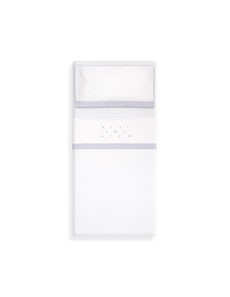 Triptico Cuna Franela Estrella Luna Multicolor Bco/Gris