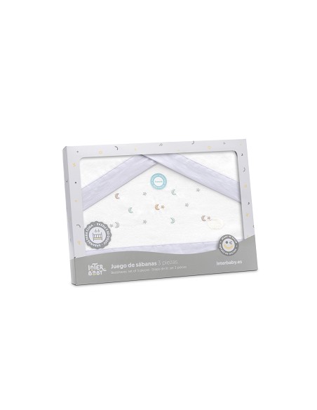 Triptico Cuna Franela Estrella Luna Multicolor Bco/Gris