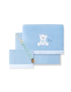 Triptico Cuna Coralina Mod. Oso Lazo+Broche Azul