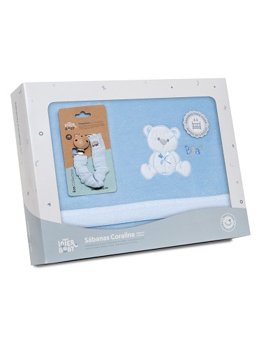 Triptico Cuna Coralina Mod. Oso Lazo+Broche Azul